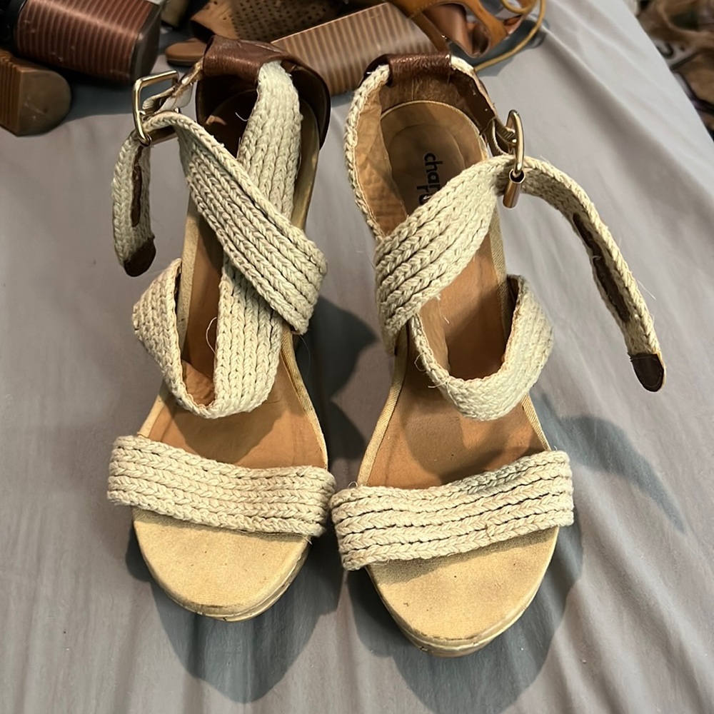 Beige wedges great for summer